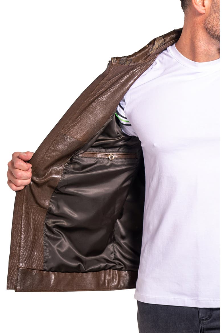 Ascension 0022 Leather & Genuine Calf Hair Jacket, Alternate, color, BROWN MULTI