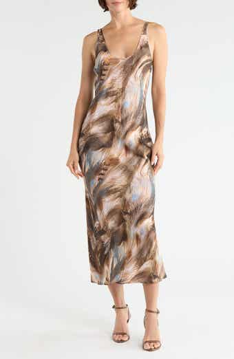 Akiya Print Satin Maxi Slipdress