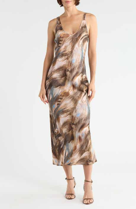 Akiya Print Satin Maxi Slipdress