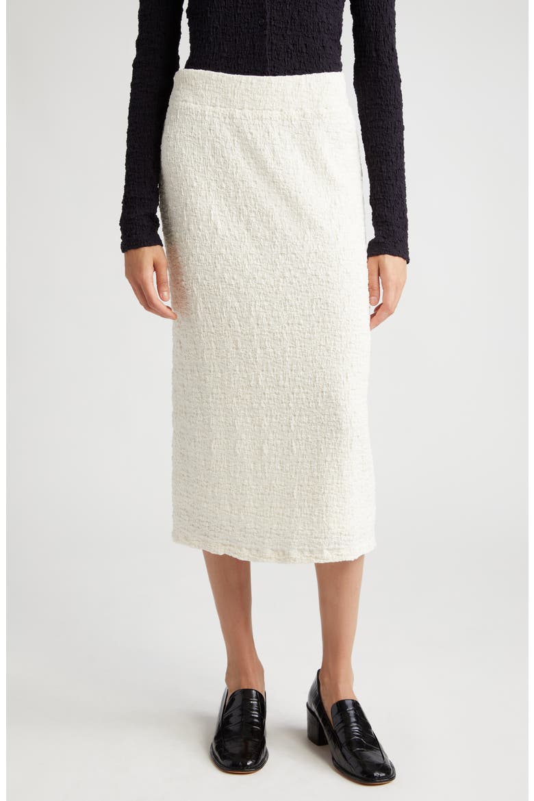 Smocked Cotton Blend Midi Skirt, Main, color, GESSO