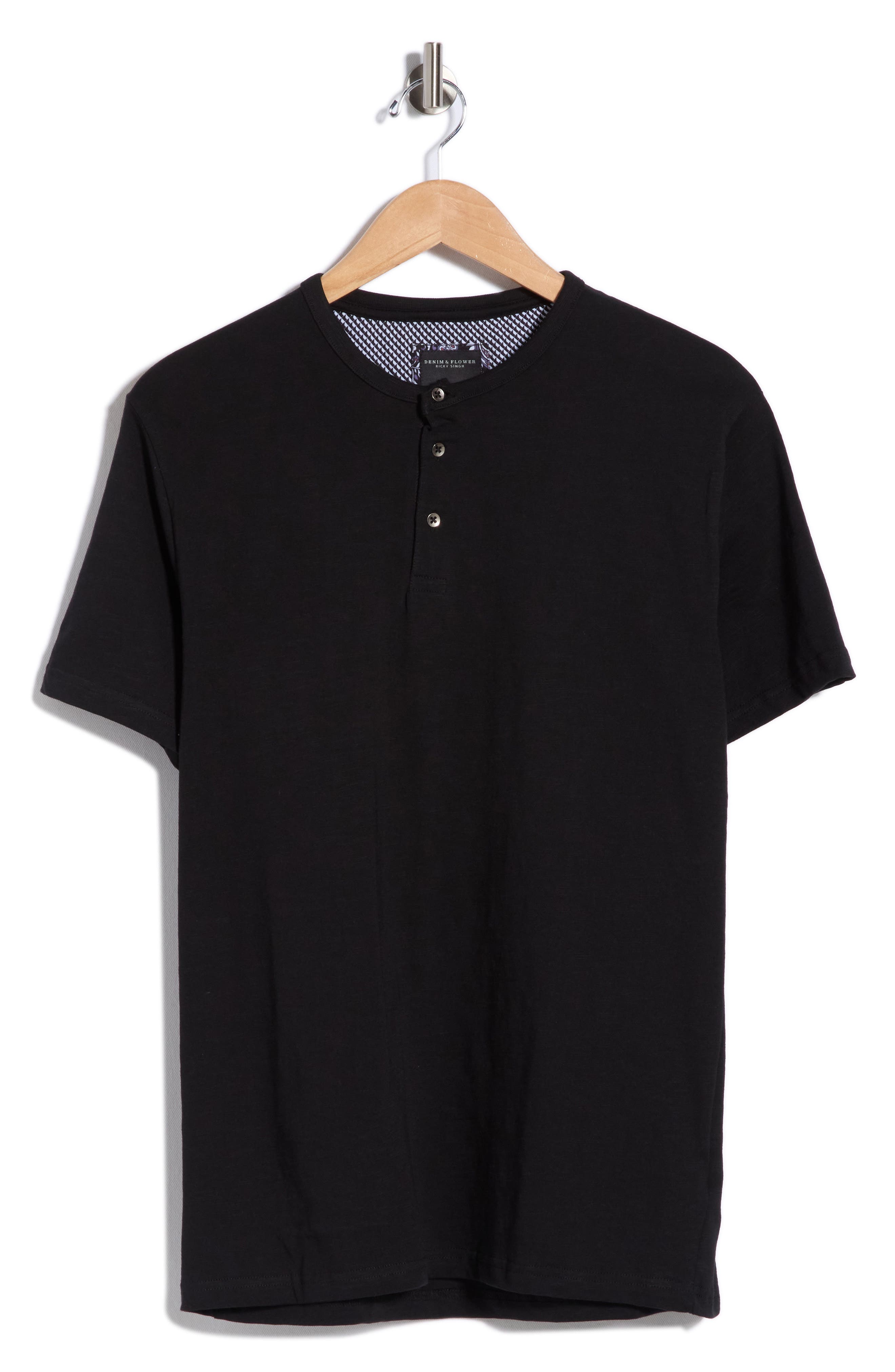 DENIM AND FLOWER Henley Short Sleeve T-Shirt