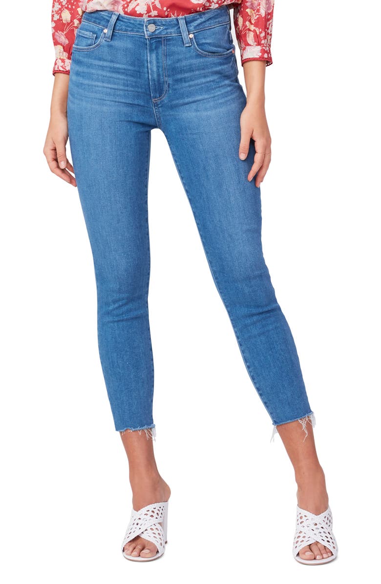 PAIGE Hoxton High Waist Raw Hem Crop Skinny Jeans, Main, color,