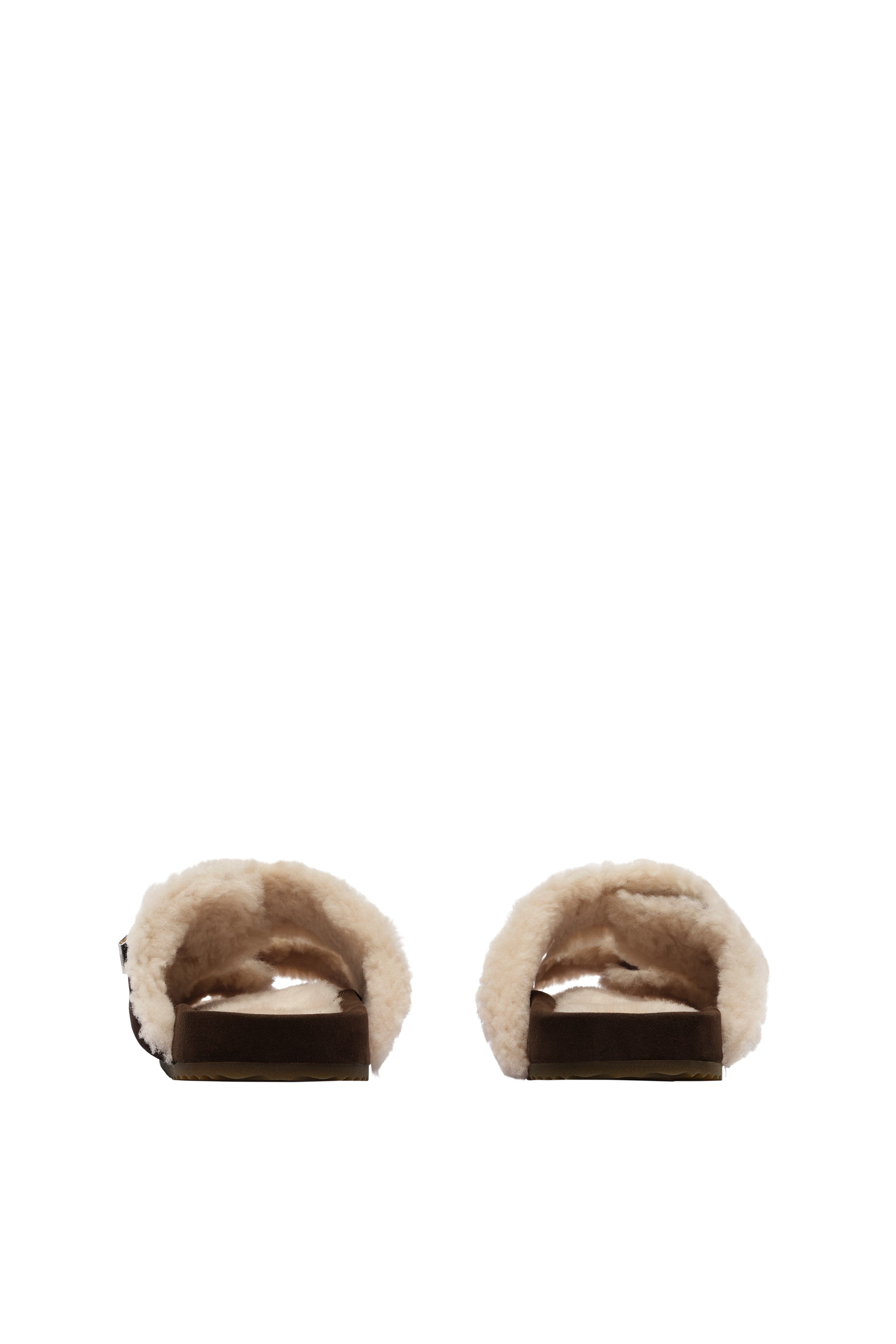Check Shearling Urchin Sandals, Alternate, color, Moorhen brown