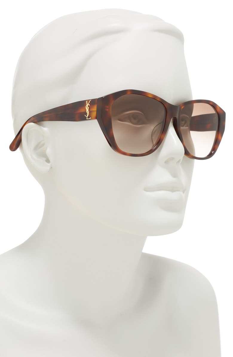 Saint Laurent 57mm Best Oval Sunglasses, Alternate, color, Brown Brown