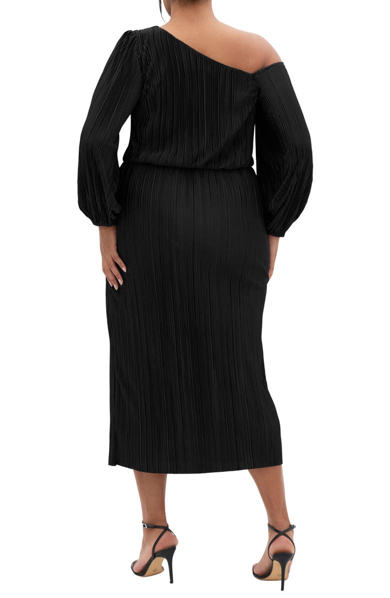 City Chic Jay Long Sleeve Midi Dress, Alternate, color, Black