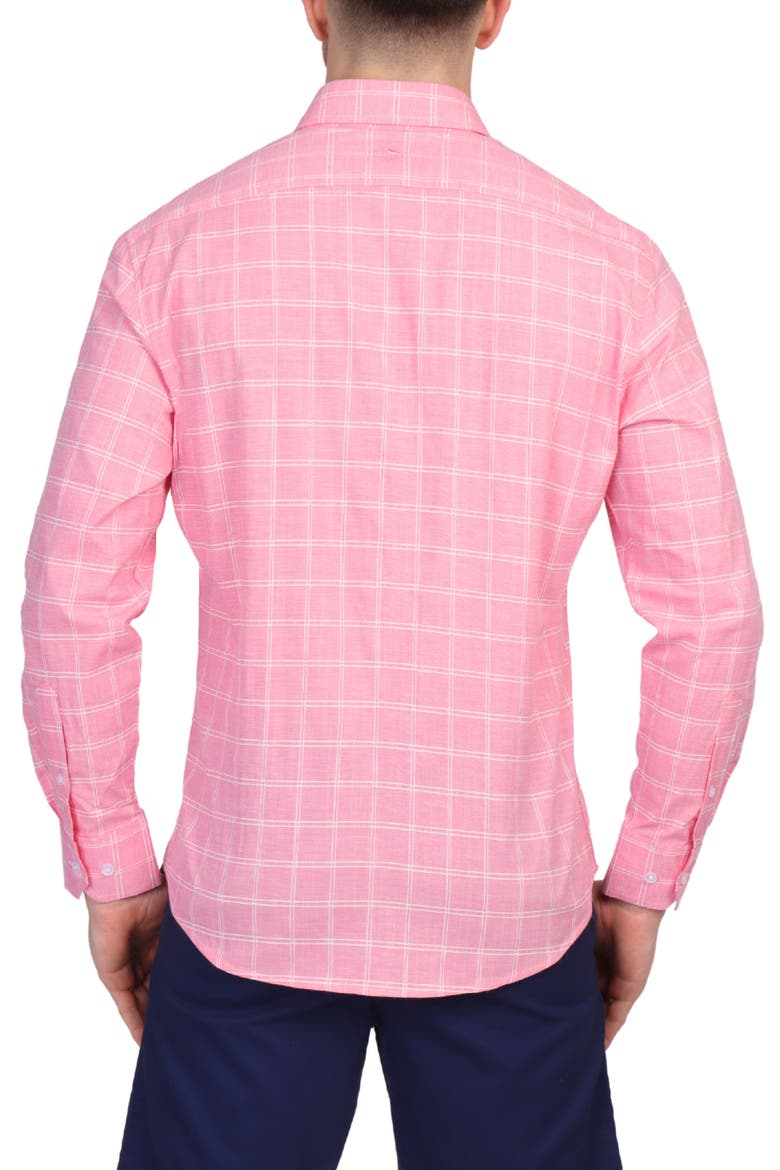 Windowpane Stretch Cotton Button Down Shirt, Alternate, color, SUNWASHED RED