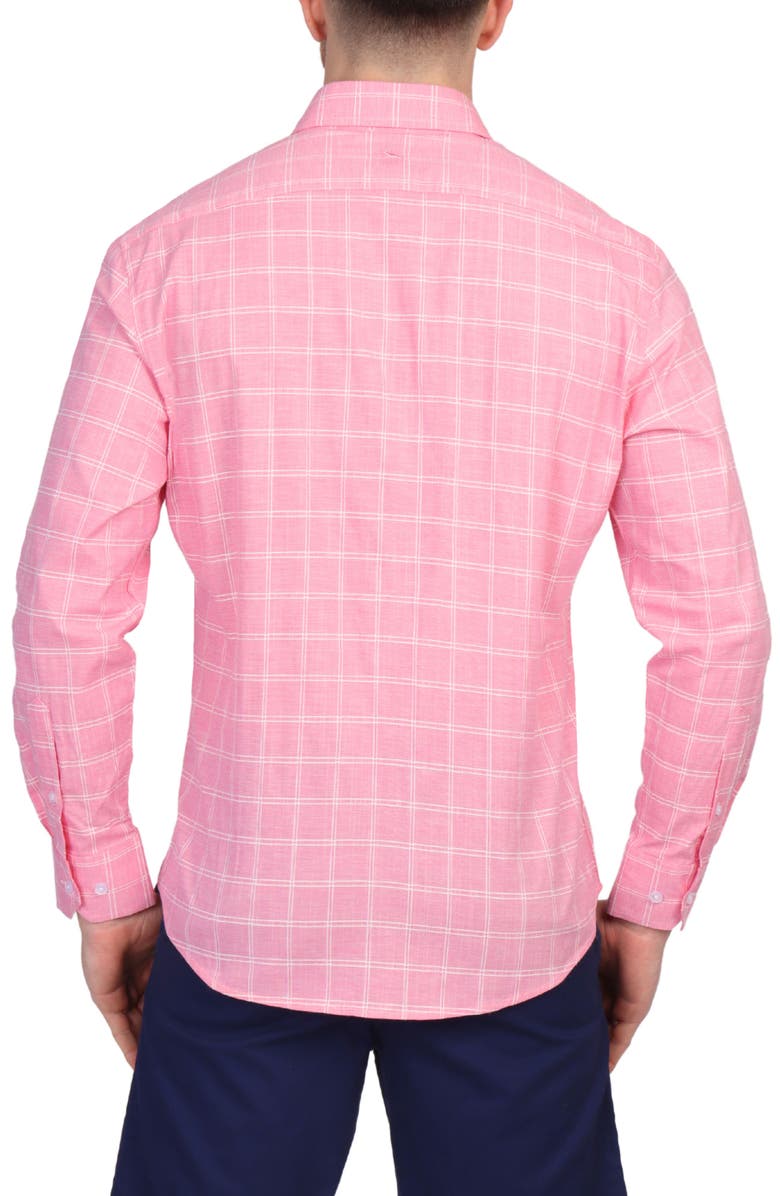 TailorByrd Windowpane Stretch Cotton Button Down Shirt, Alternate, color, Sunwashed Red