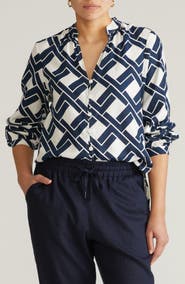 Universal Standard Aix Linen Blend Button-Up Shirt