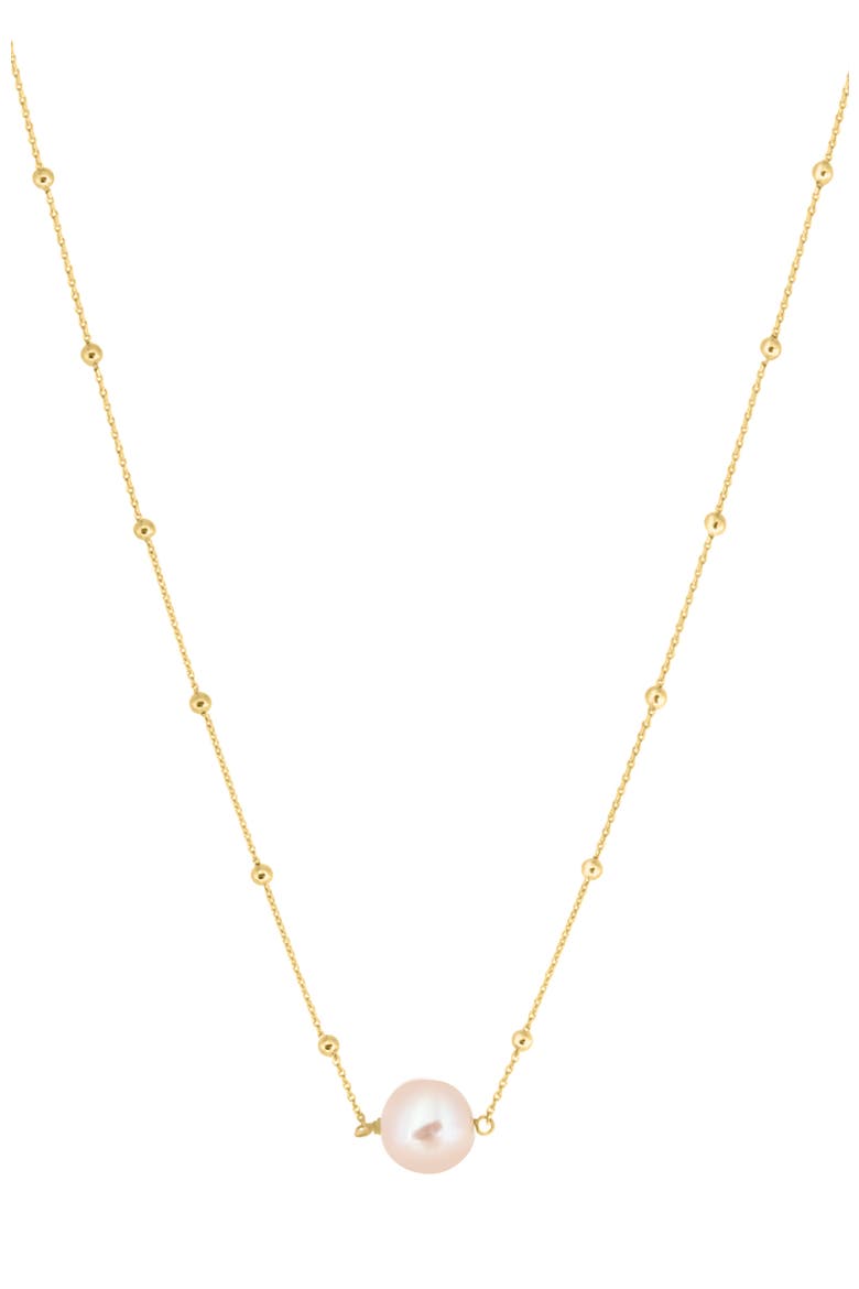 925 Gold Plated Silver ,Peach Freshwater Pearl Necklace, Main, color, Hematite and FW Blush Pearl