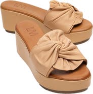 Forever & Always Shoes Syndra Bow Wedge Leather Sandal