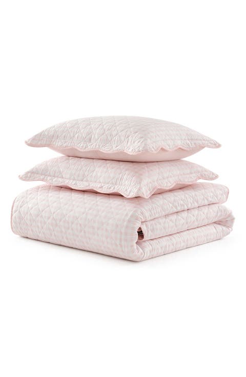Olivia Gingham Cotton Percale Quilt Set