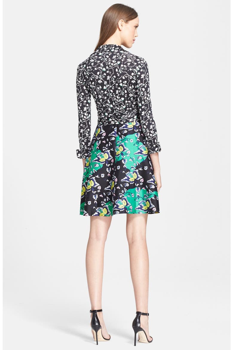 'Amelianna' Cotton & Silk Wrap Dress, Alternate, color, SIMPLE VINES/ TWILL GARDEN