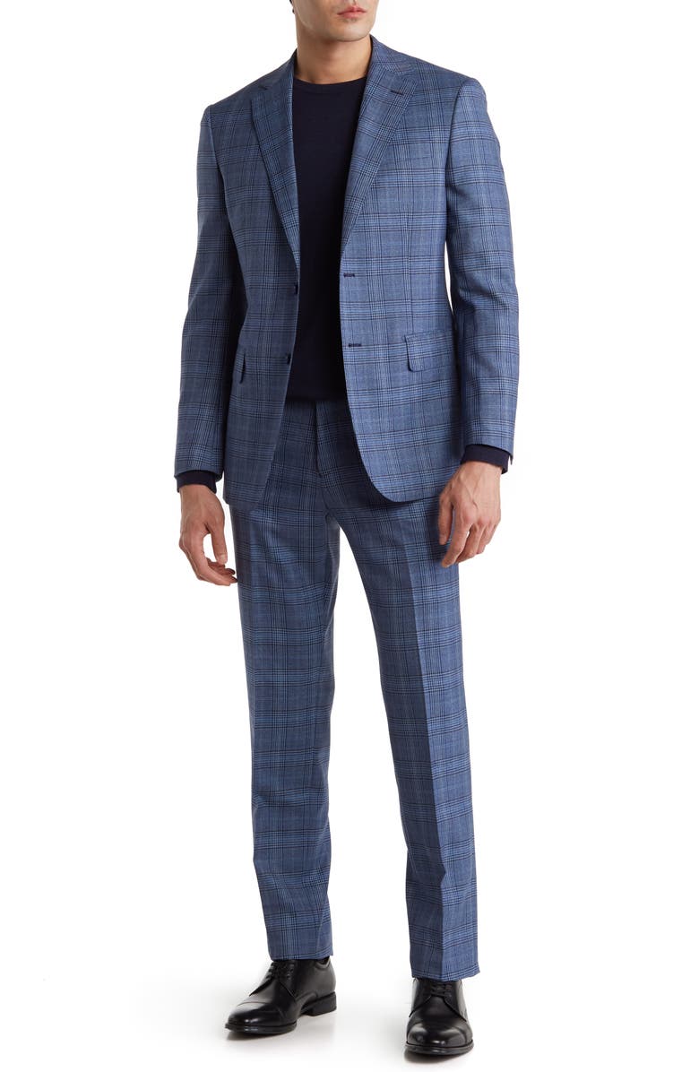 English Laundry Trim Fit Plaid Wool Blend Suit, Main, color,