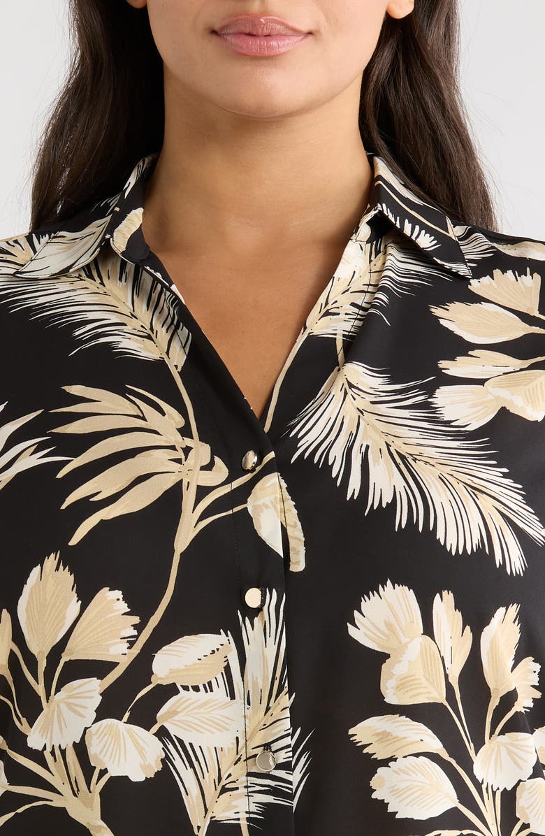 AK ANNE KLEIN Floral Print Shirt, Alternate, color, Anne Black Multi