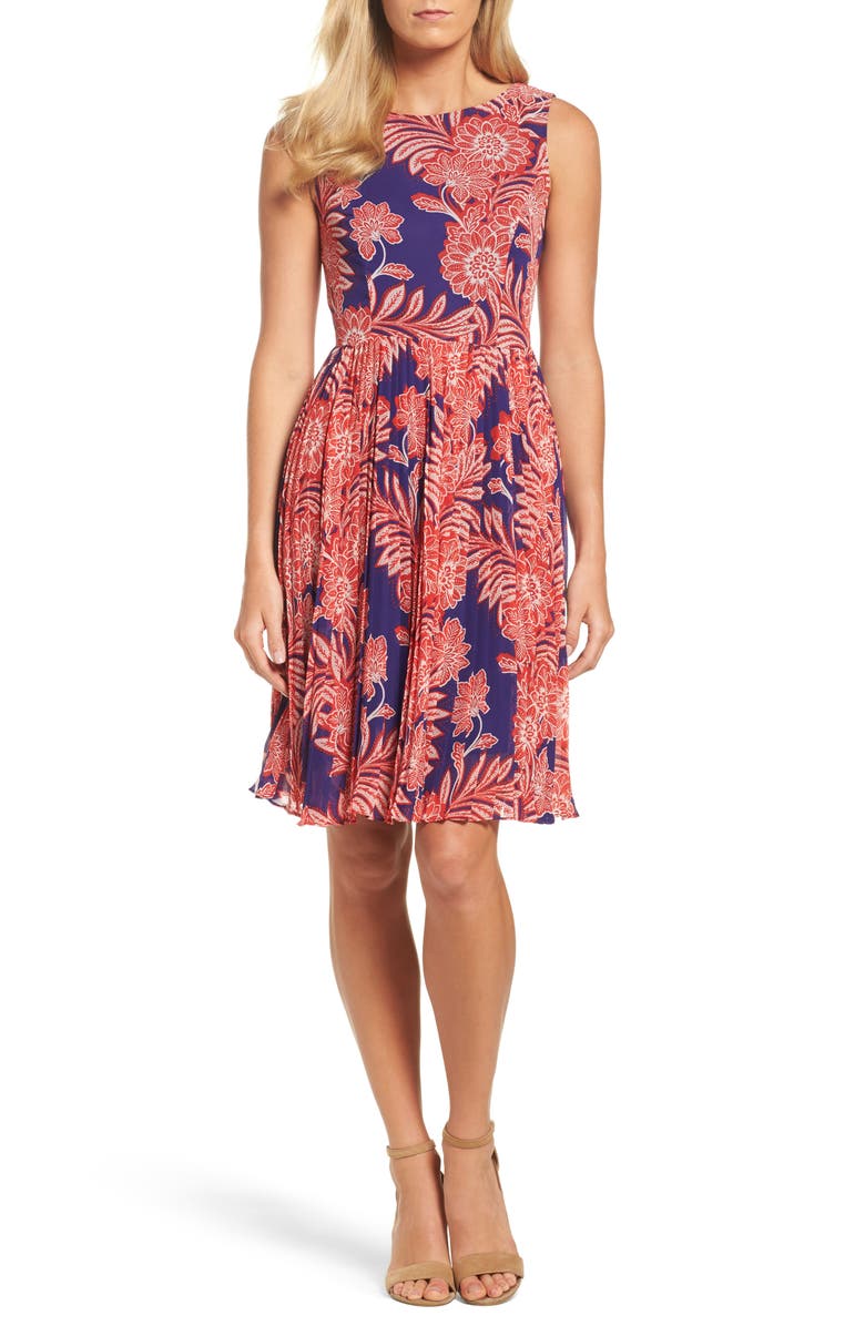 Adrianna Papell Chiffon Fit & Flare Dress, Main, color, 