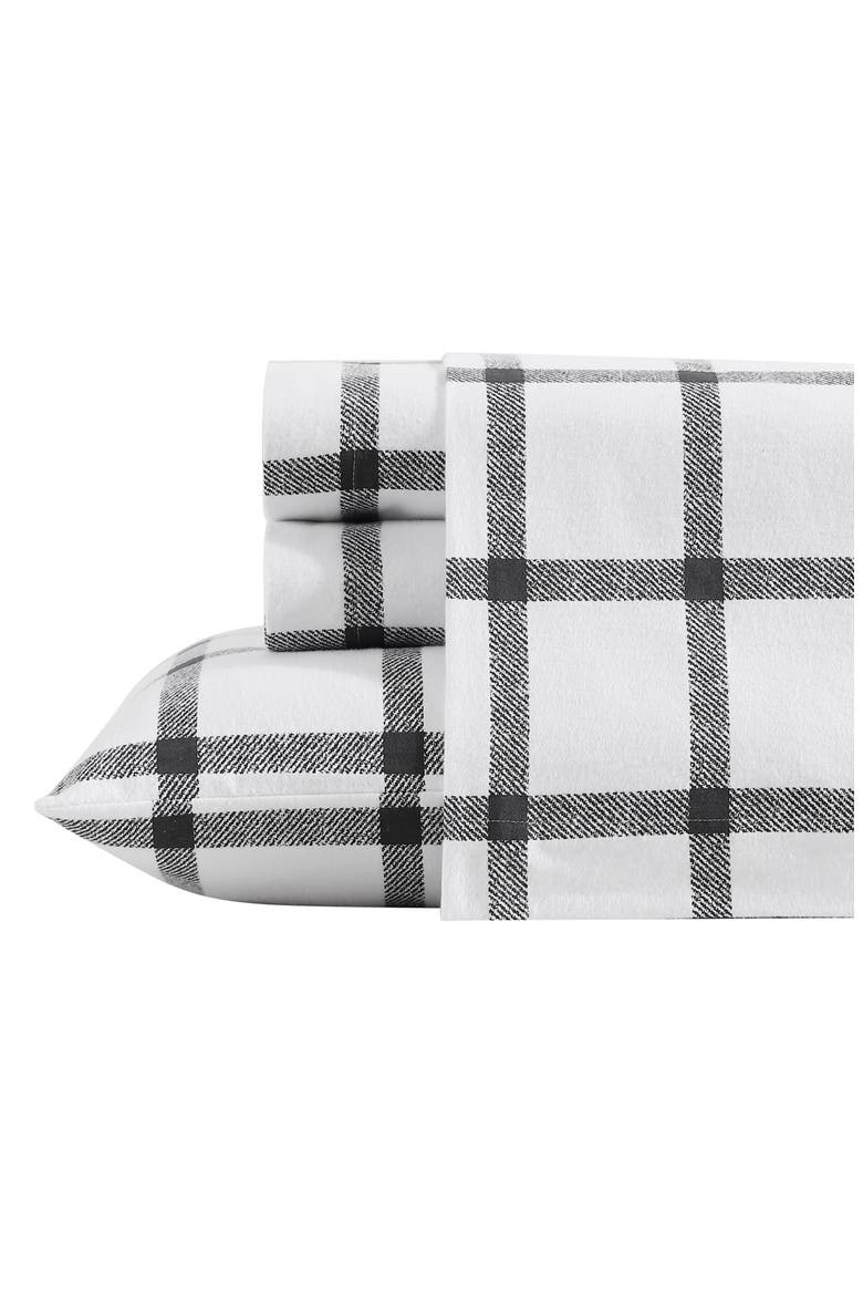 Bunkhouse Plaid Cotton Flannel Sheet Set, Main, color, DARK GREY