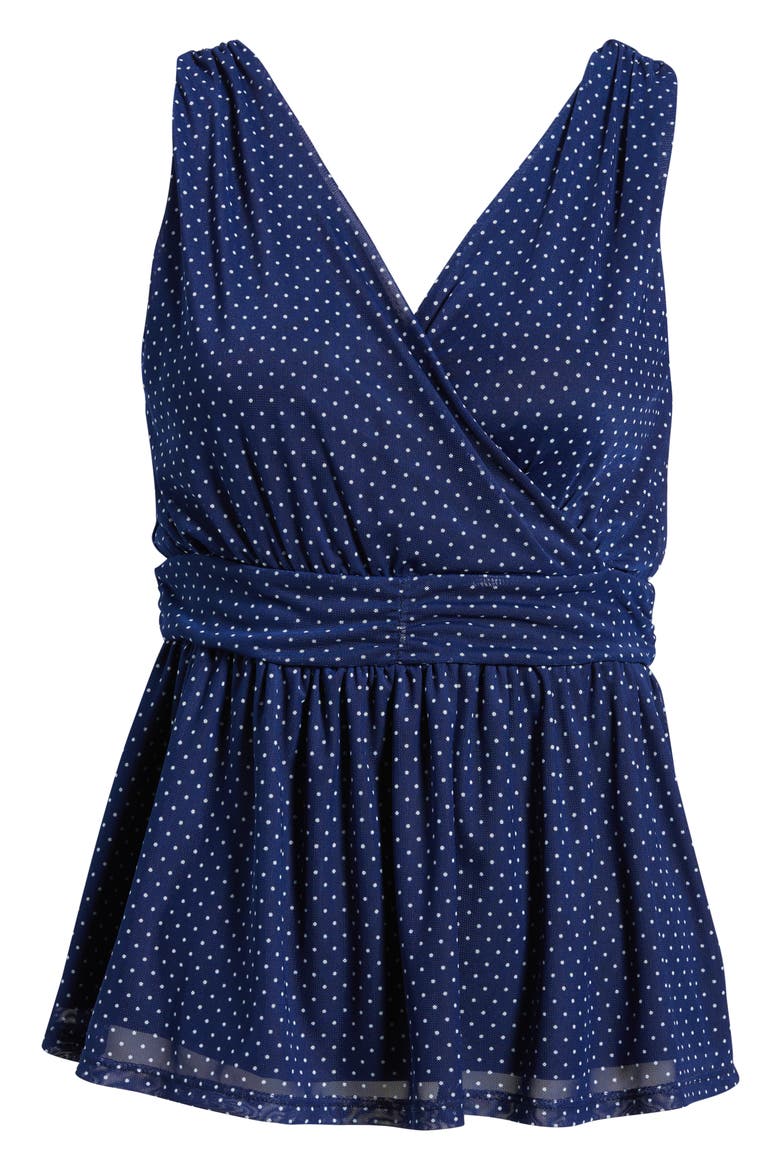Sleeveless Peplum Top, Alternate, color, NAVY