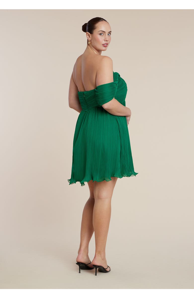 ELOQUII Strapless Mini Dress With Overlay, Alternate, color, Green Tambourine