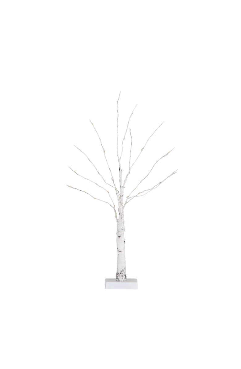 NEARLY NATURAL 2-ft Pre-Lit Artificial White Birch Tree with 60 Warm White LED Lights, Main, color, White