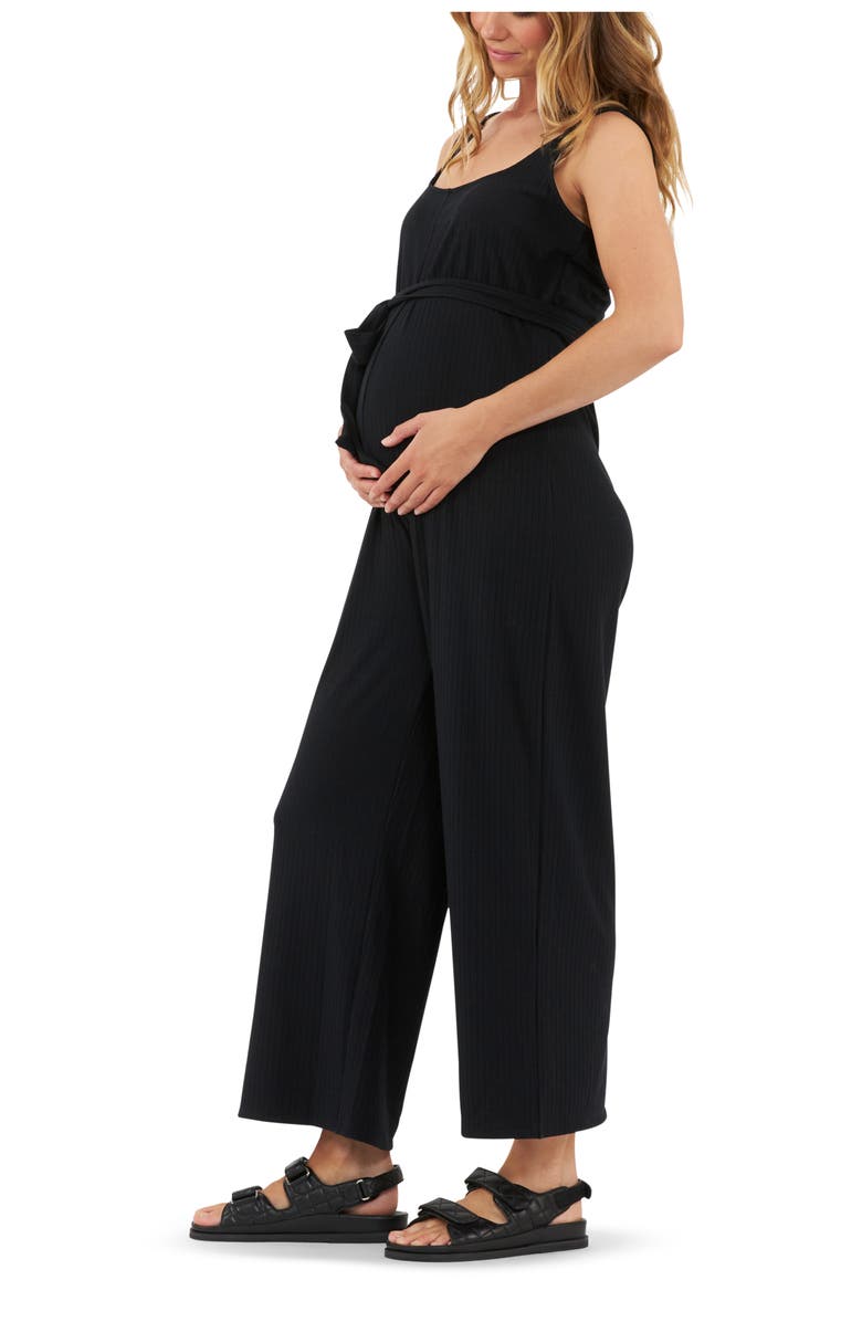 Ripe Maternity Bobby Rib Jumpsuit, Alternate, color, Black