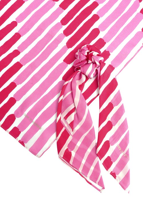 Frances Valentine Matchstick Silk Scrunchie & Removable Scarf Set In Pink