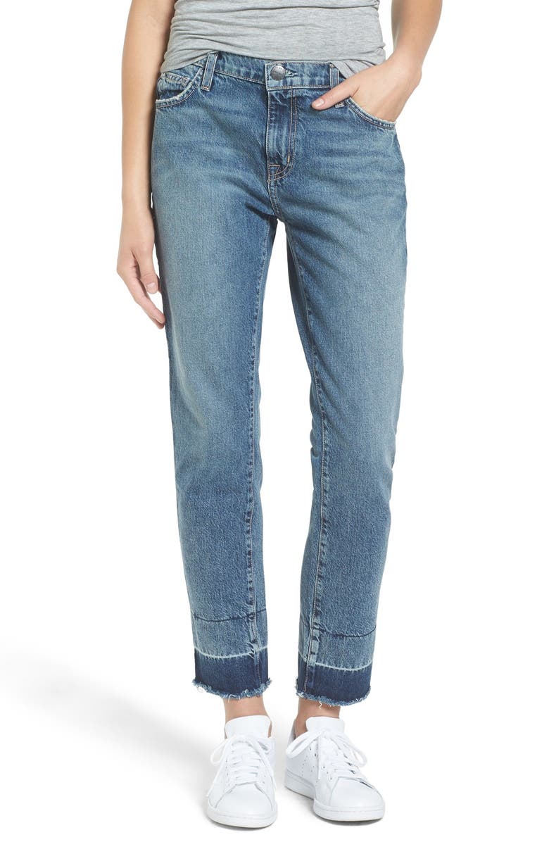 Current/Elliott The Fling High Rise Boyfriend Jeans, Main, color, Street Fight W Released Hem