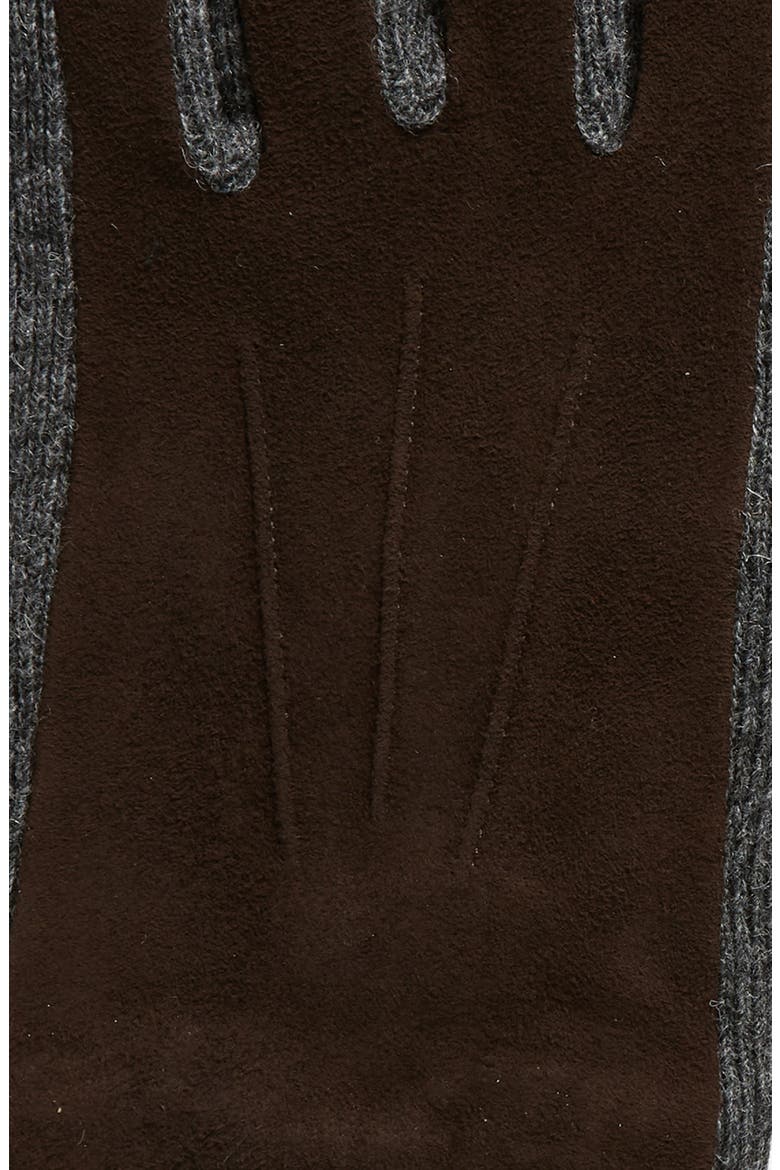 Suede & Wool Blend Gloves, Alternate, color, BROWN
