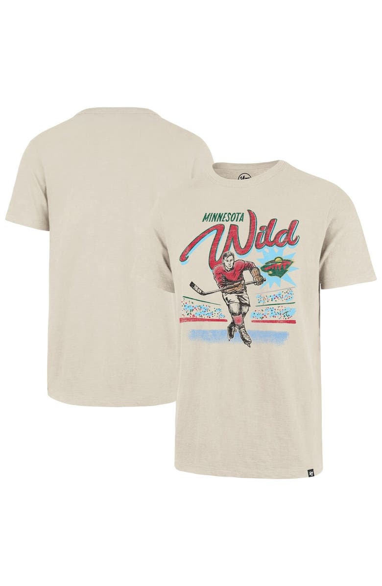 '47 Men's '47  Natural Minnesota Wild Hockey Player Golden Age Scrum T-Shirt, Main, color, 