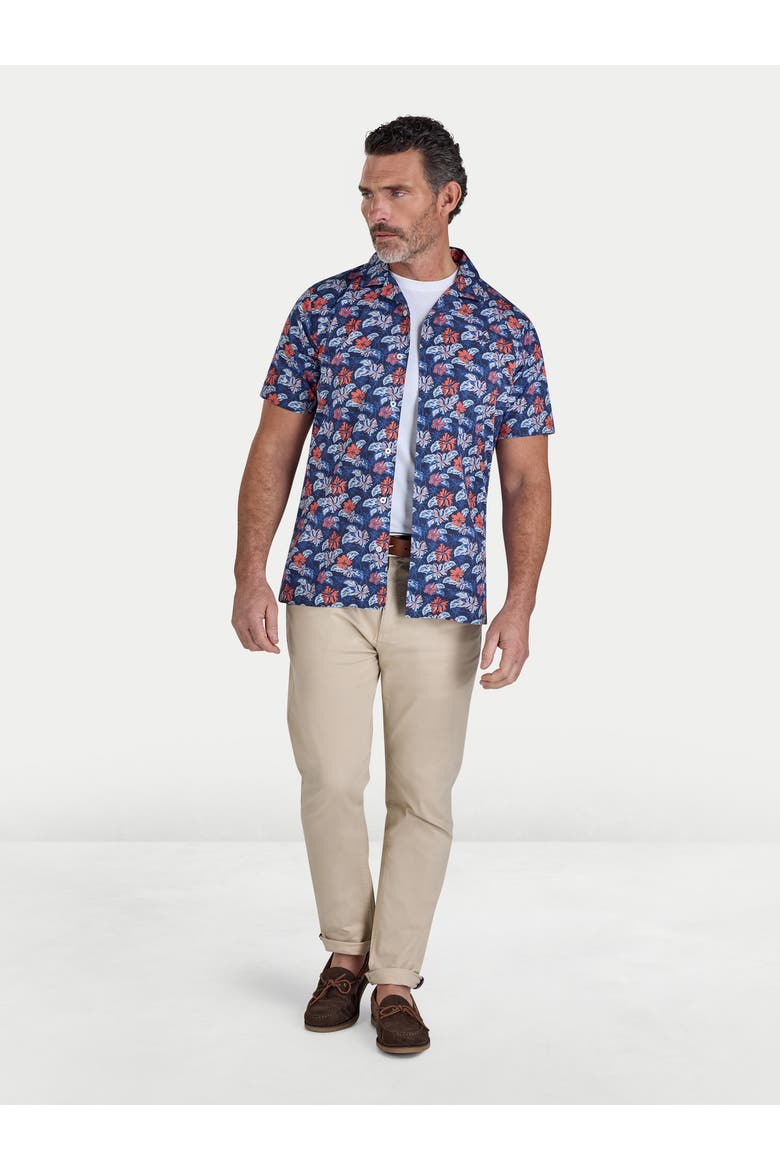 Hawaii Floral Short Sleeve Shirt, Alternate, color, Navy