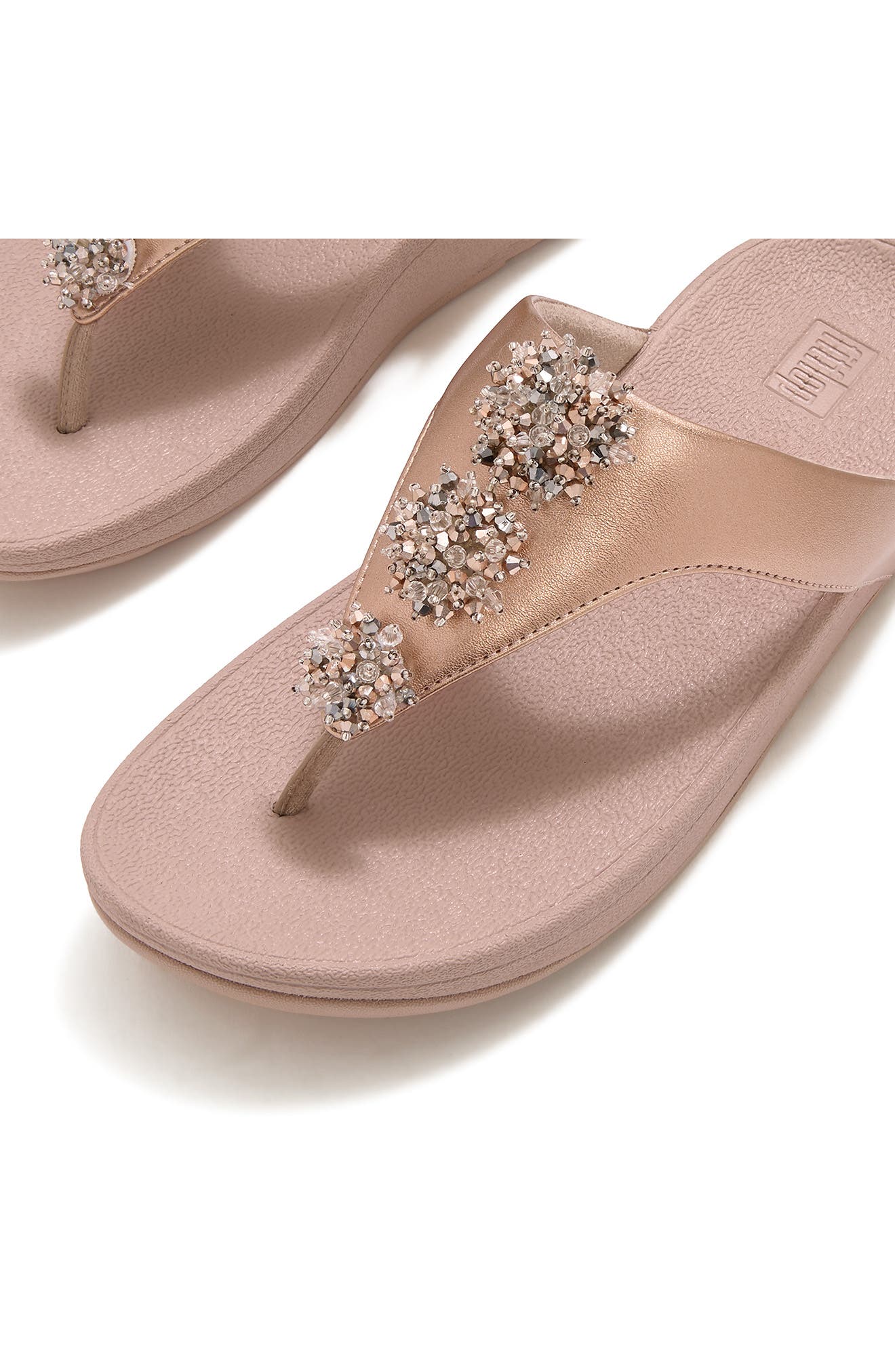 Flowrise Embellished Wedge Flip Flop, Alternate, color, ROSE GOLD