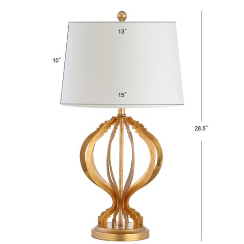 Jonathan Y Sebastian 28.5" Metal Trellis Led Table Lamp In Gold Leaf