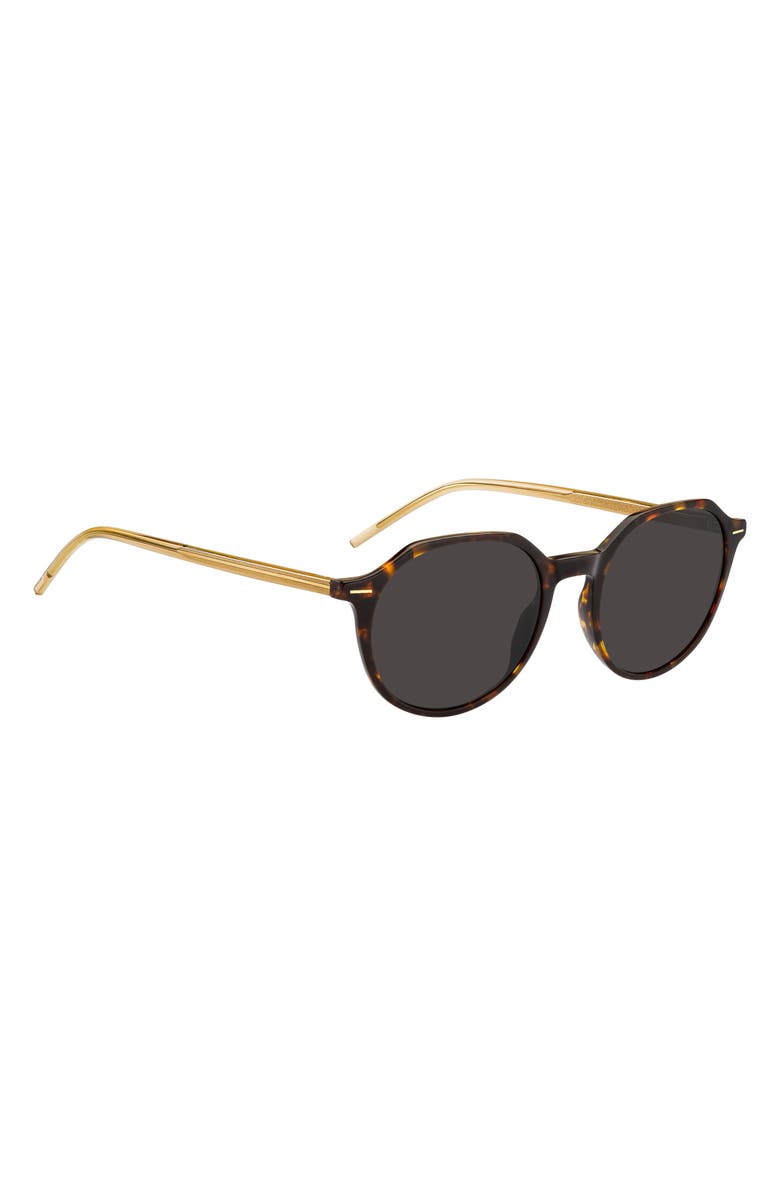 BOSS 51mm Round Geometric Sunglasses, Alternate, color, Havana