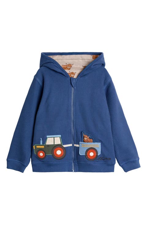 Kids' Highland Cow Reversible Cotton Zip-Up Hoodie (Toddler & Little Kid)