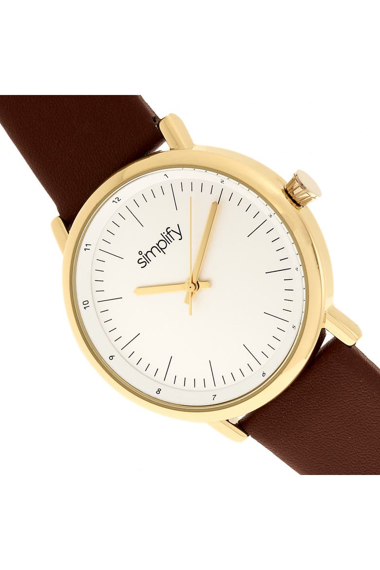 The 6200 Leather-Strap Watch, Alternate, color, White/Brown