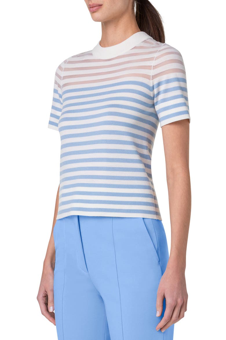 Kodak Stripe Short Sleeve Sweater, Alternate, color, SKY-CREAM