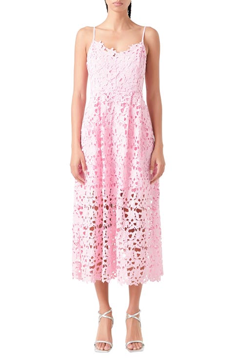 Lace Spaghetti Strap Midi Dress
