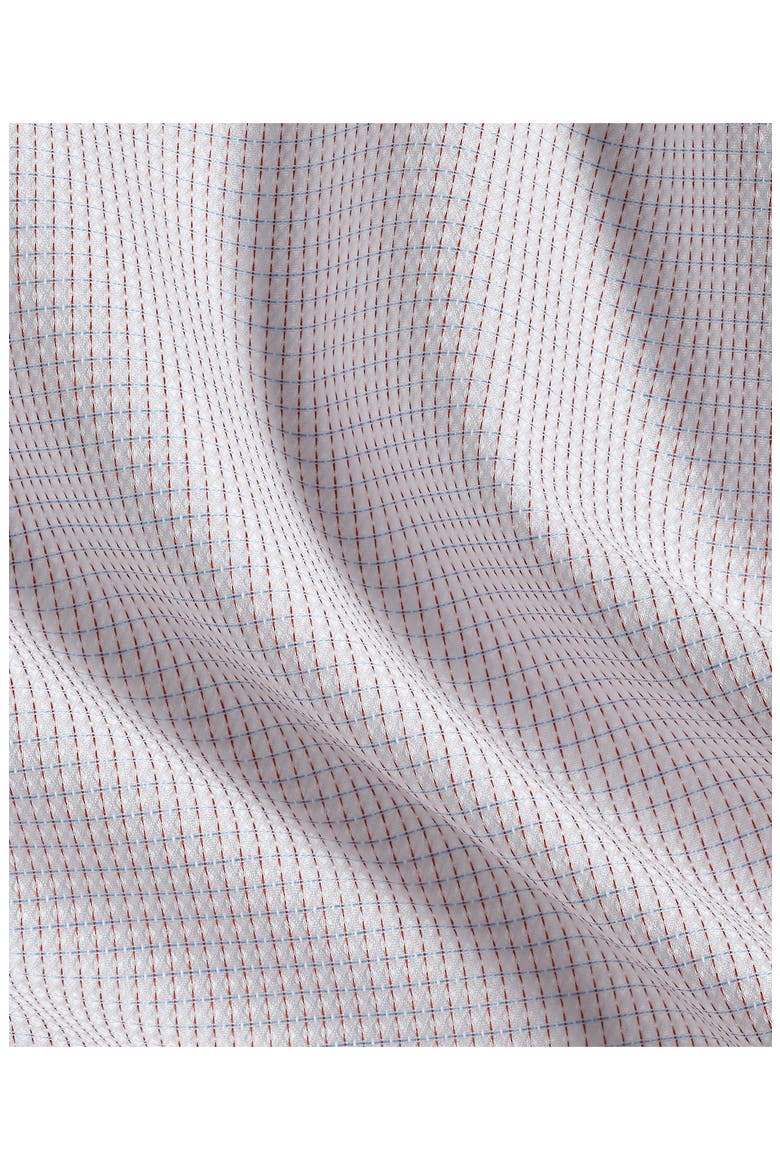 Trim Fit Microcheck Cotton Dobby Dress Shirt, Alternate, color, WHITE/ ORANGE