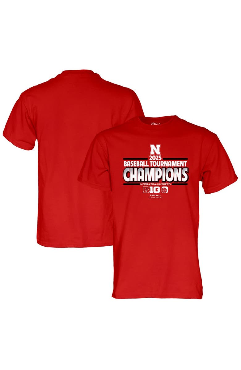 BLUE 84 Unisex Blue 84 Scarlet Nebraska Huskers 2025 Big Ten Baseball Conference Tournament Champions T-Shirt, Alternate, color, 