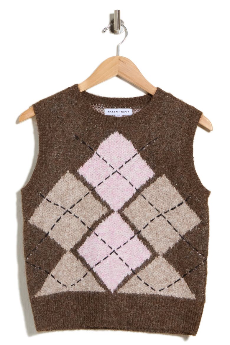 Argyle Sweater Vest, Alternate, color, BROWN ARGYLE