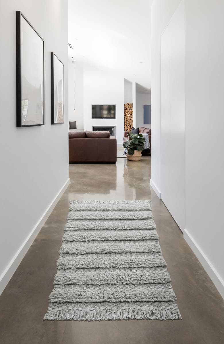 VCNY HOME Savannah Cotton Fringe Indoor Runner, Alternate, color, Grey