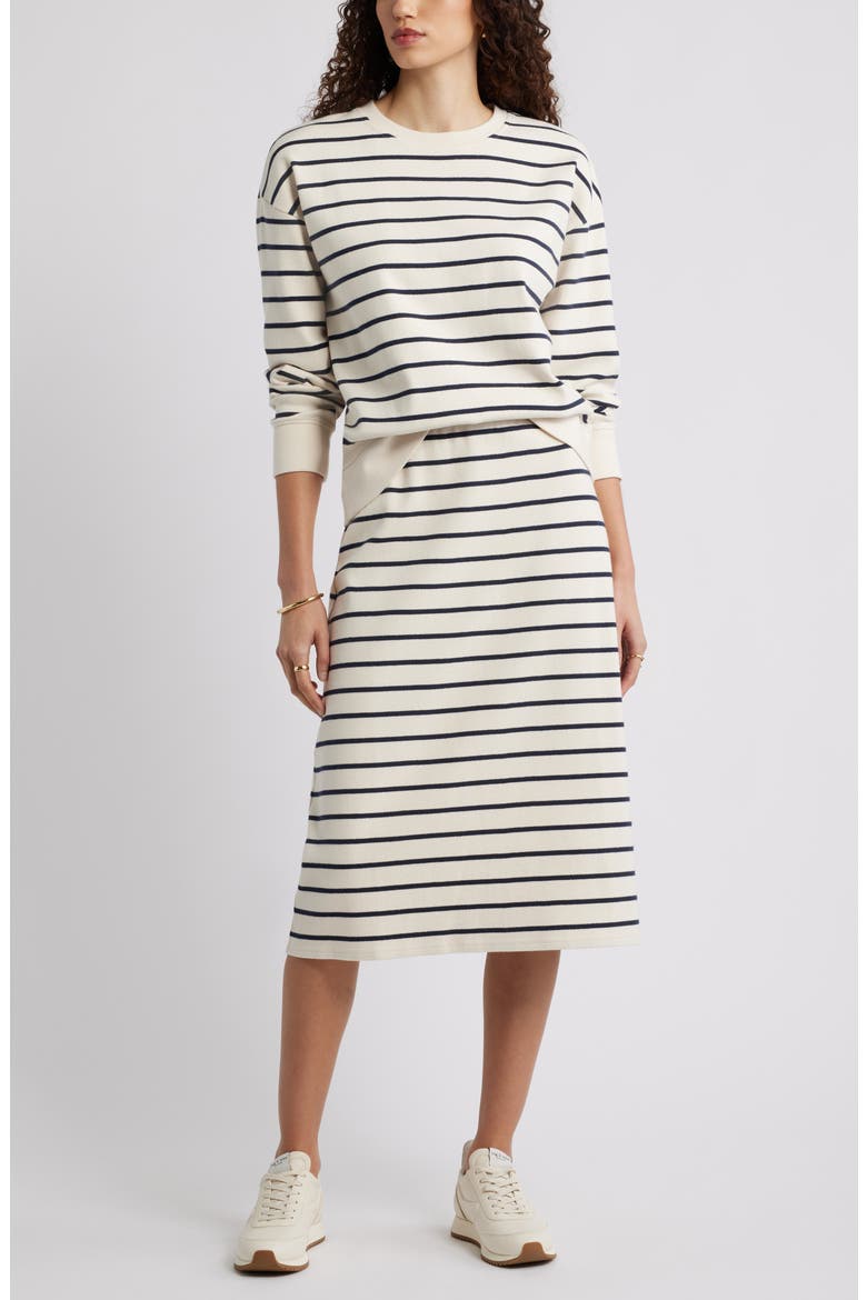 Stripe Knit Midi Skirt, Alternate, color, IVORY NAVY GENTRY STRIPE