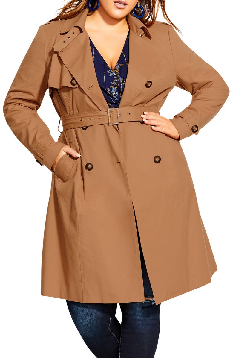 City Chic Urban Classic Trench Coat, Main, color, 