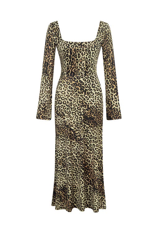 Shop Nocturne Square Neck Midi Dress In Multi-colored