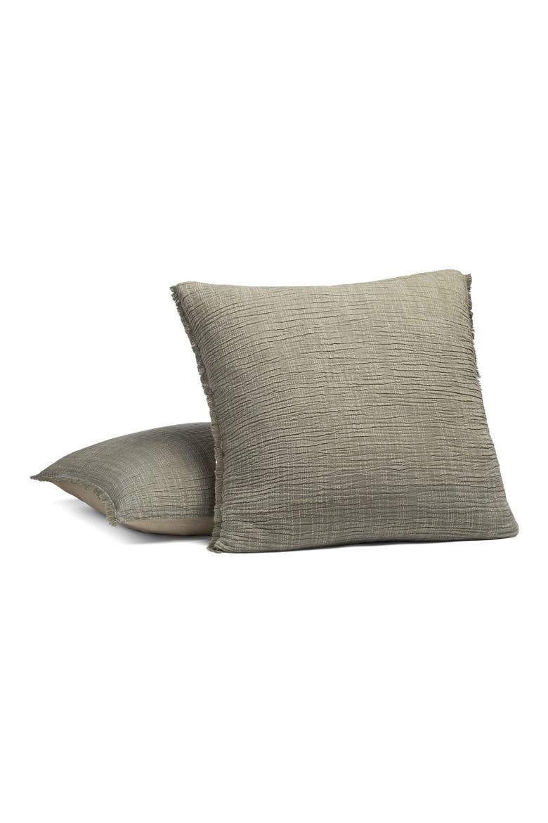 Set of 2 Fringe Euro Pillow Shams, Main, color, SAGE