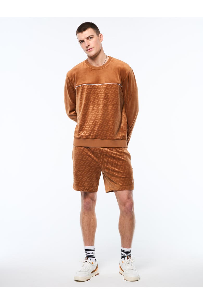 Bandiera Debossed Velour Crewneck, Alternate, color, SUGAR ALMOND