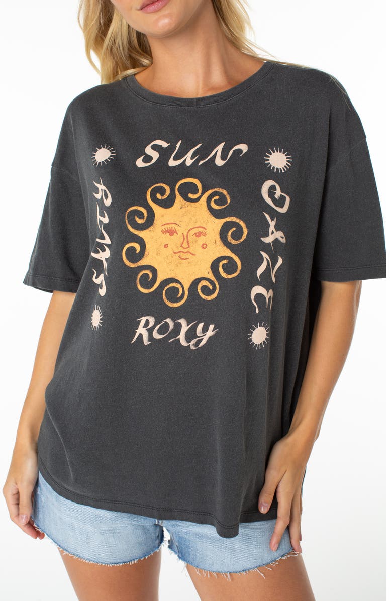 Roxy Sun Daze Oversize Cotton Graphic T-Shirt, Alternate, color, Phantom