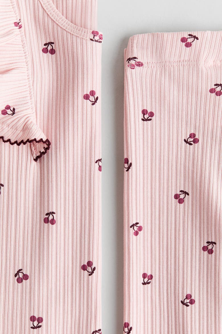 3-Piece Printed Cotton Set, Alternate, color, Light pink/cherries