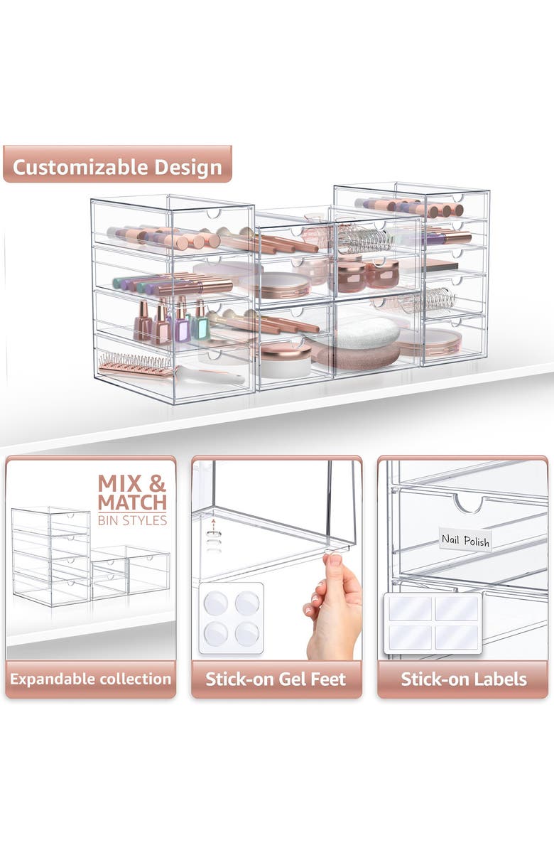 SORBUS 7-Drawer Acrylic Organizer, Alternate, color, Clear