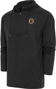 ANTIGUA Men's Antigua Heather Black Boston Bruins Spikes Raglan Quarter-Zip Hoodie