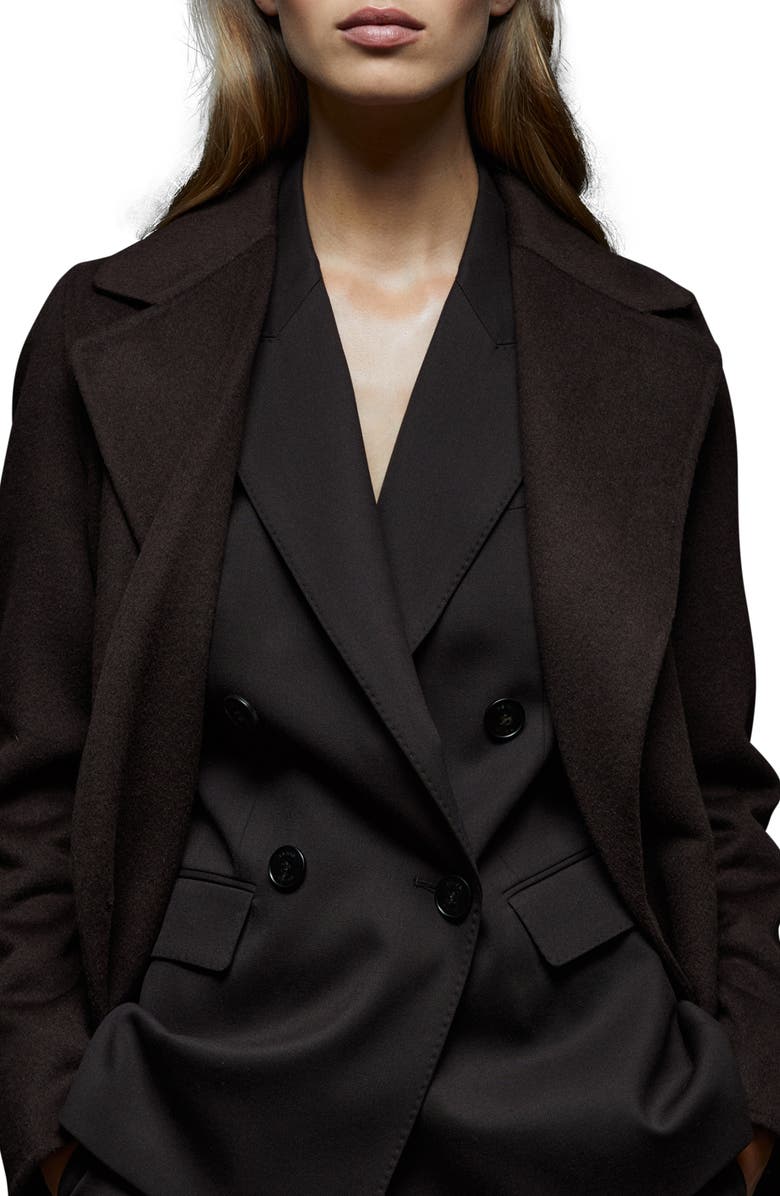 Reiss Lucia Belted Wool Blend Coat, Alternate, color, Chocolate